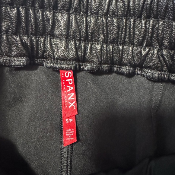 SPANX Faux Leather Jogger Pants Black Pull On Elastic Waist Size S - Picture 8 of 8